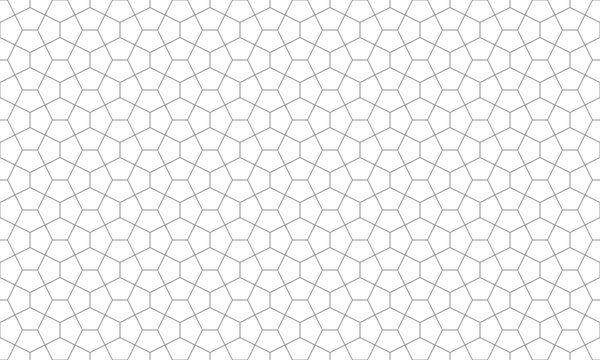 Grey outline pentagon shaped seamless pattern. Vector Repeating Texture.