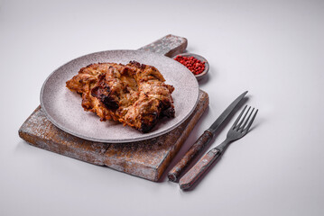 Delicious fresh crispy chicken grilled with salt, spices and herbs
