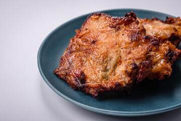 Delicious fresh crispy chicken grilled with salt, spices and herbs