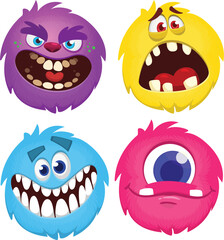 Cute cartoon Monsters. Vector set of cartoon monsters: ghost, goblin, bigfoot yeti, troll and alien. Halloween characters isolated