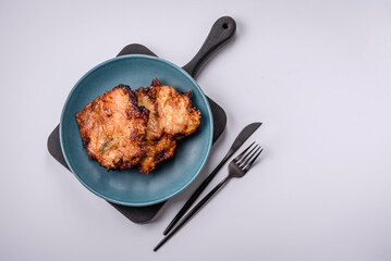 Delicious fresh crispy chicken grilled with salt, spices and herbs