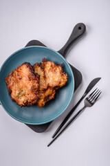 Delicious fresh crispy chicken grilled with salt, spices and herbs
