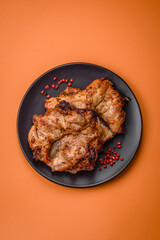 Delicious fresh crispy chicken grilled with salt, spices and herbs