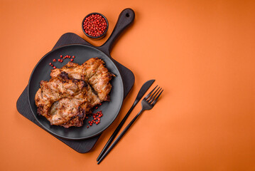 Delicious fresh crispy chicken grilled with salt, spices and herbs