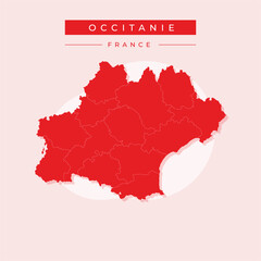 Vector illustration vector of Occitanie map France