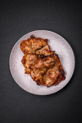 Delicious fresh crispy chicken grilled with salt, spices and herbs