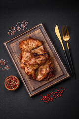 Delicious fresh crispy chicken grilled with salt, spices and herbs