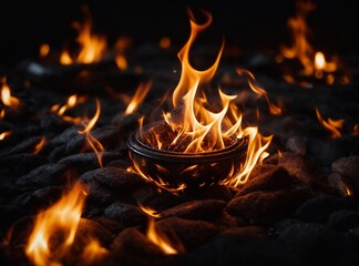 fire in the fireplace