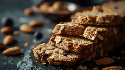 Foto op Aluminium Homemade oatmeal cookies with nuts and raisins, selective focus © shameem