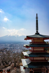  Traditional Japanese Pagoda with the Backdrop of Mount Fuji
