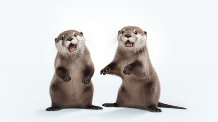 Generative AI Playful otters in a cheerful stance.