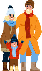 couple winter family fashion vector. clothes mother, kid indian, banner glasses couple winter family fashion character. people flat cartoon illustration