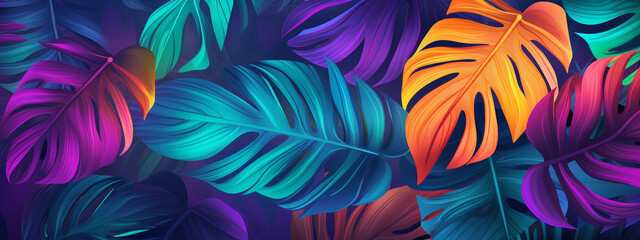 colorful leaves, exotic tropical leaves, multi-colored.Generative AI - obrazy, fototapety, plakaty