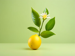 lemon flower in studio background, single lemon flower, Beautiful flower images