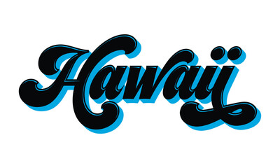 Hawaii hand lettering design calligraphy vector, Hawaii text vector trendy typography design	