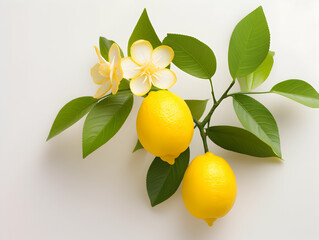 lemon flower in studio background, single lemon flower, Beautiful flower images
