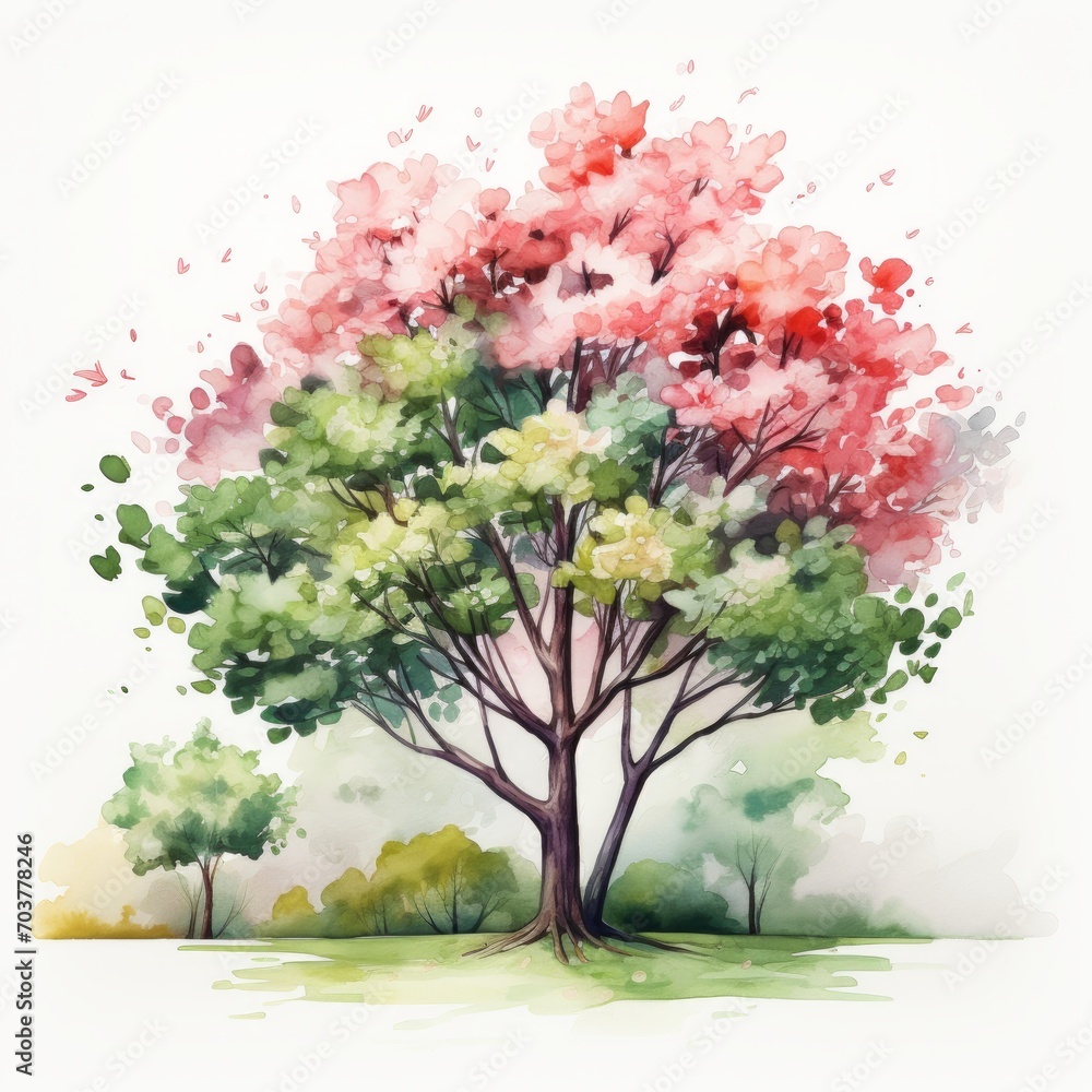 Poster generative ai retro summer tree clipart