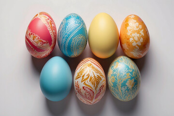 Fototapeta na wymiar Beautiful Intricately Detailed Painted Easter Eggs