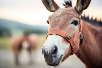 Obraz premium close-up of donkeys head with alert ears