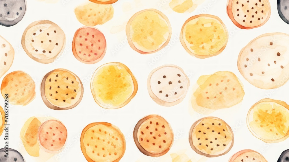 Poster Generative AI Simple aquarelle cookies pattern
