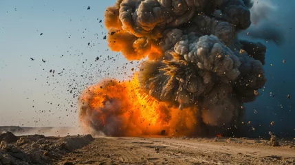 Foto op Aluminium photo of the explosion happened at the battle ground in the middle east © AbGoni