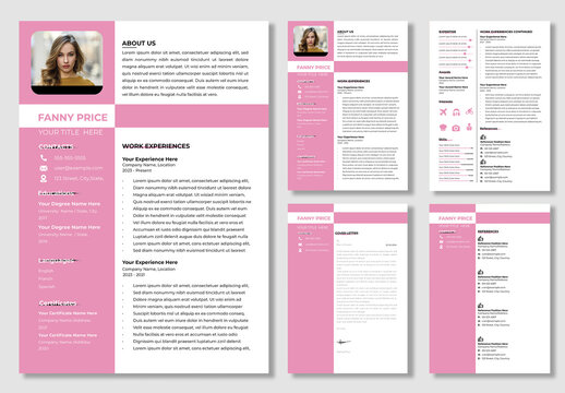 Beautiful Pink And White Resume Template