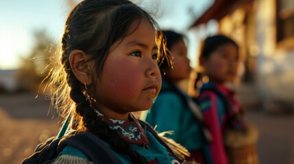 Generative AI The daily commute of Native American children to a tribal school, embracing education within their cultural context.