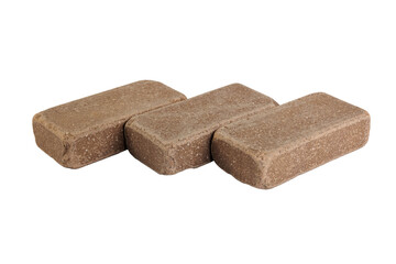 Sidewalk stone. Paving slabs Isolated white background. Full depth of field. Concept for advertising and design.