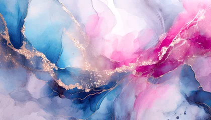 Fotobehang Tło cyfrowe, różowy malowany detal, tusz alkoholowy  © anettastar