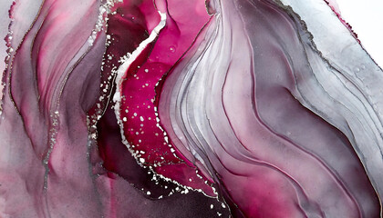 Różowy malowany detal, tusz alkoholowy (ink painting) - obrazy, fototapety, plakaty