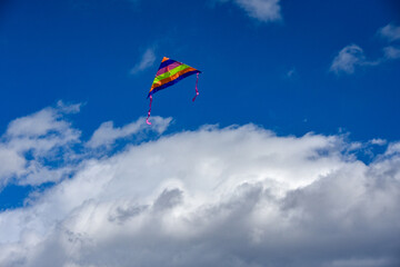 青空を飛ぶカラフル凧