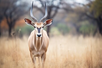 one eland standing alert, ears perked - Powered by Adobe