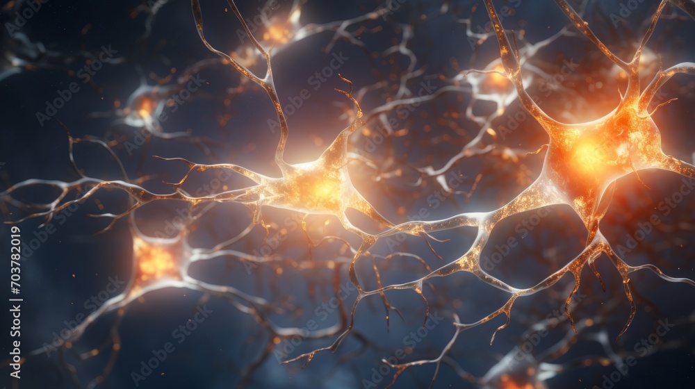 Aufkleber generative ai visual representation of the neuron structure, emphasizing the cell body, dendrites, a
