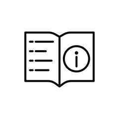 Guidance Manual Line Icon. Instructional and educational booklet icon in black and white color.