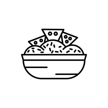 Guacamole line icon. Avocado dip icon in black and white color.