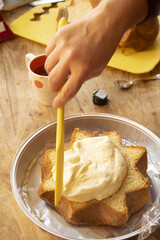preparation of a cream-filled dessert