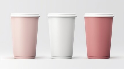 Generative AI paper cup mockup on a white background, minimalism, no text, no drawings, solid color fil