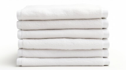 Generative AI stack of white towels realistic photo on white isolated background