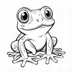 Wide-Eyed Wonder Frog Line Art for Coloring
