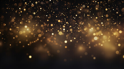 Fototapeta na wymiar Elegant Cosmic Sparkle: Abstract Glitter Stars in Gold and Black - Banner