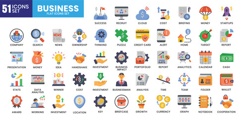 Business icons bundle. Flat icon style. Vector illustration.