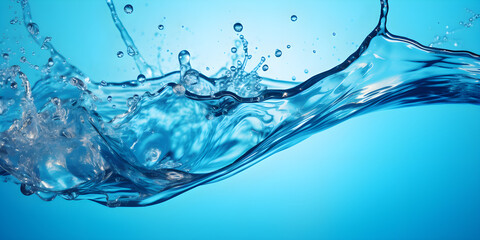 Fresh water splash drop bubble clean sea ocean, Blue Bottled Isotonic Energy Drink is a hydrolyzed sport beverage that helps with body hydration.  - obrazy, fototapety, plakaty