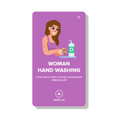 foam woman hand washing vector. water hygiene, tap liquid, care closeup foam woman hand washing web flat cartoon illustration