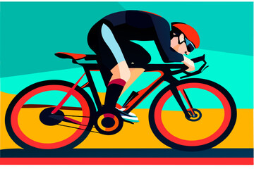 Cyclist in a time trial. vektor illustation