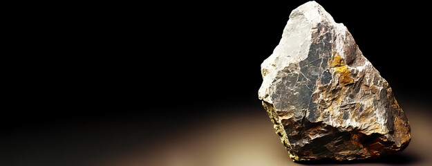 Afwillite is a rare precious natural stone on a black background. AI generated. Header banner mockup with space.