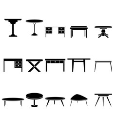 Table icon vector set. Furniture illustration sign collection. Coffee table symbol. Workplace logo.
