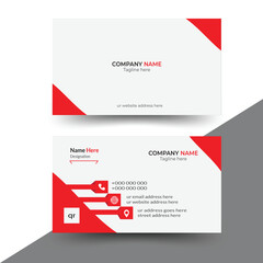 Vector business card template. Visiting card for business and personal use. Vector illustration design. Red and white combination.