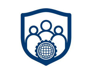 people network in shield icon