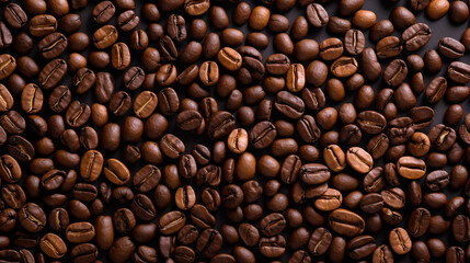 Fototapeta premium Bountiful Brew: A Pile of Coffee Beans Forms a Bold Pattern