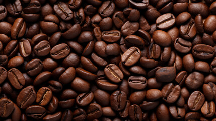 Obraz premium Bountiful Brew: A Pile of Coffee Beans Forms a Bold Pattern
